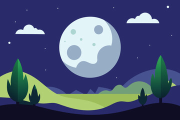 Moon nature landscape background vector illustration design