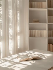 minimalist style, a white desk