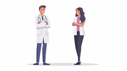 Fototapeta premium Infographic of two doctors, arms crossed and standing