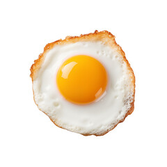 A perfectly fried egg isolated on a transparent background, with crispy edges and an appetizing yolk. Generative AI