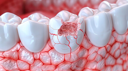 Detailed 3D render of a dentist repairing a chipped front tooth