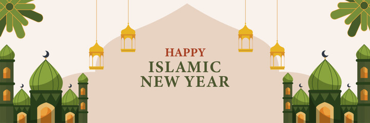 Islamic New Year Badges vector