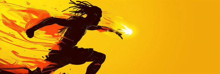 background of a runner, behind the fire of olympic sport