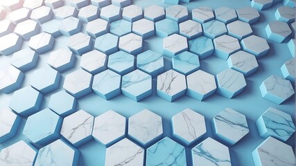 Fototapeta premium marble 3d hexagon blue abstract background