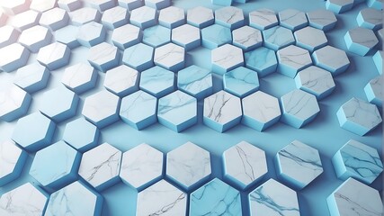 marble 3d hexagon blue abstract background

