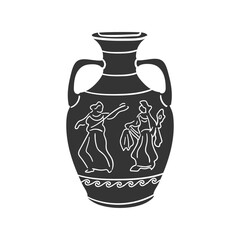 Hellenic Vase Icon Silhouette Illustration. Ancient Vector Graphic Pictogram Symbol Clip Art. Doodle Sketch Black Sign.
