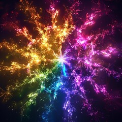 Generative AI Rainbow fireworks