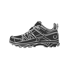Hiking Shoe Icon Silhouette Illustration. Sport Vector Graphic Pictogram Symbol Clip Art. Doodle Sketch Black Sign.