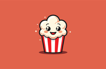 Popcorn Cute mascot style logo design