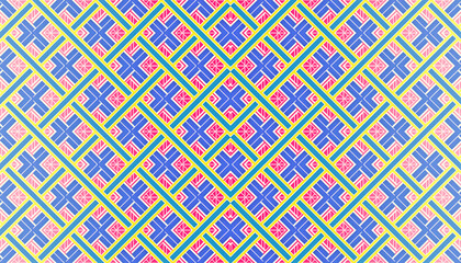 반복되는 사각형과 십자무늬를 활용한 한국 전통 문양과 유사한 추상적 배경-Abstract background resembling Korean traditional patterns featuring repeating squares and cross motifs