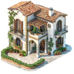 Isometric view of Italian house