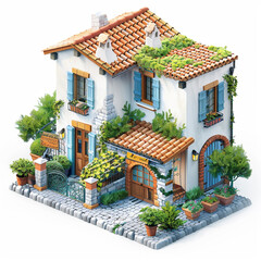 Fototapeta na wymiar Isometric view of Italian house