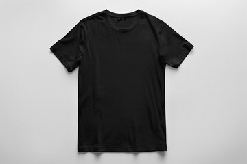 Black T-shirt mockup on white background.
