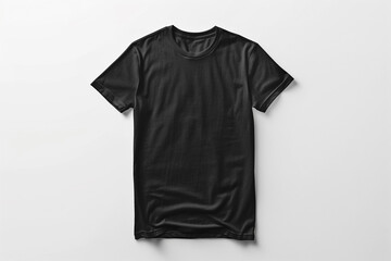 Black T-shirt mockup on white background.