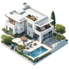 Isometric view of Los Angeles house