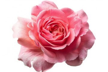 Blooming pink rose flower isolated on white background