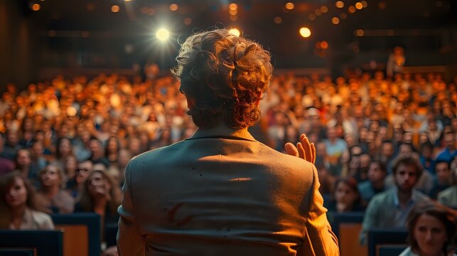 Engaging Orator Commanding the Attention of the Crowd