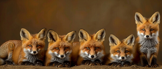 Fototapeta premium Charming foxes pose for the camera