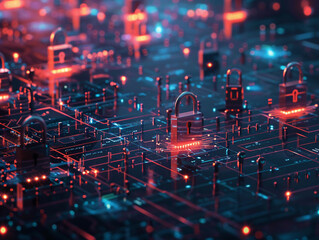 Cybersecurity concepts featuring digital padlocks and encrypted data illustrate the importance of protecting sensitive information.