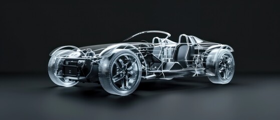 a transparent car isolated on black background