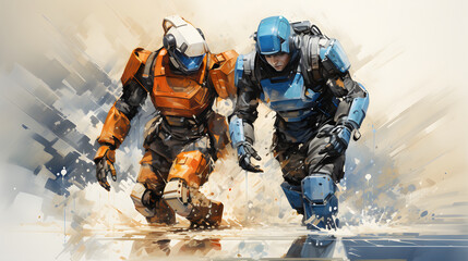 Obraz premium Exoskeleton Robots watercolor