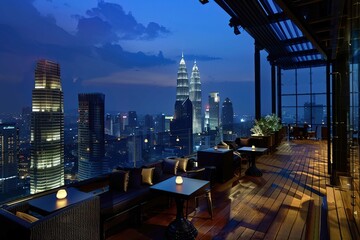 Rooftop bar at night