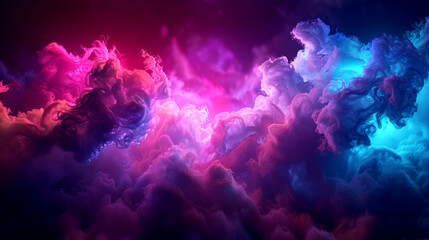 3d render, abstract background of fantasy neon cloud. Colorful smoke