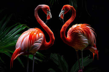 Graceful flamingos strike elegant poses