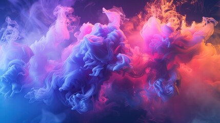 Fototapeta premium 3d render, abstract background of fantasy neon cloud. Colorful smoke