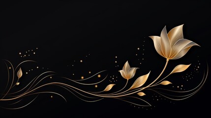A golden flower made of tiny particles on a black background.