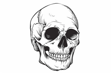 Obraz premium Hand drawn Skull Cartoon lines illustration on white background.