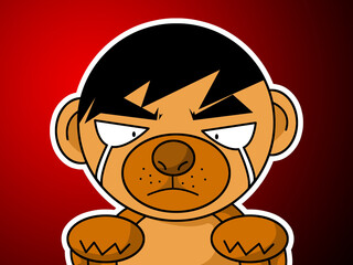 cute cartoon dog with red background