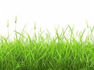 Fototapeta premium Realistic green grass field Isolated on white background.