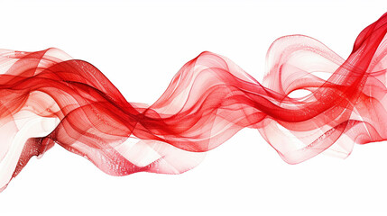 Red flowing lines watercolor painting isolated on white background.