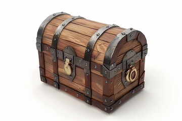 wooden chest on white background