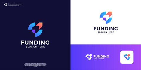 Geometric business logo icon template. Abstract financial funding logo design.