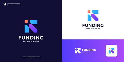 Abstract letter R business logo design. Colorful symbol for financial, investment, marketing logo.