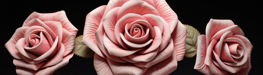 three dimensional flower, realistic 3D rose.