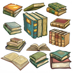 Book Bonanza Clipart Collection on white background