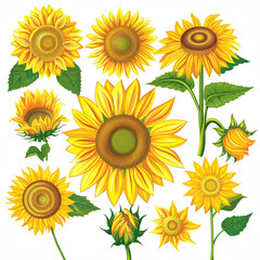 Sunflower Spectacle Clipart Collection on white background