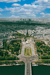 Paris, France. April 25, 2022: Chaillot Palace and its gardens. panoramic view.