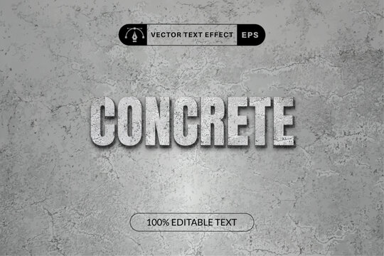 concrete text effect for construction with cement style