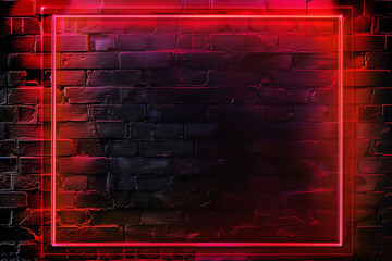 Urban Edge: Neon Frame on Brick Wall Background