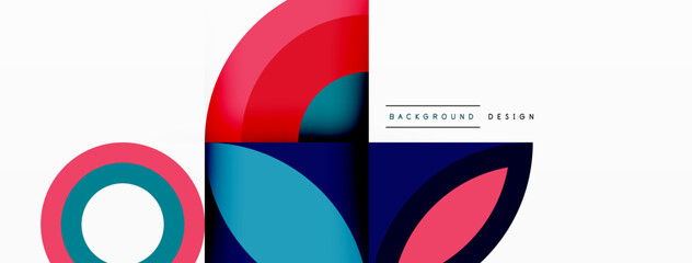 A vibrant logo featuring circles and leaves in electric blue and magenta hues, arranged symmetrically on a white background. Perfect for sportswear and art, with a modern take on patterns and shapes