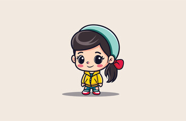 Girl Cute mascot style logo design