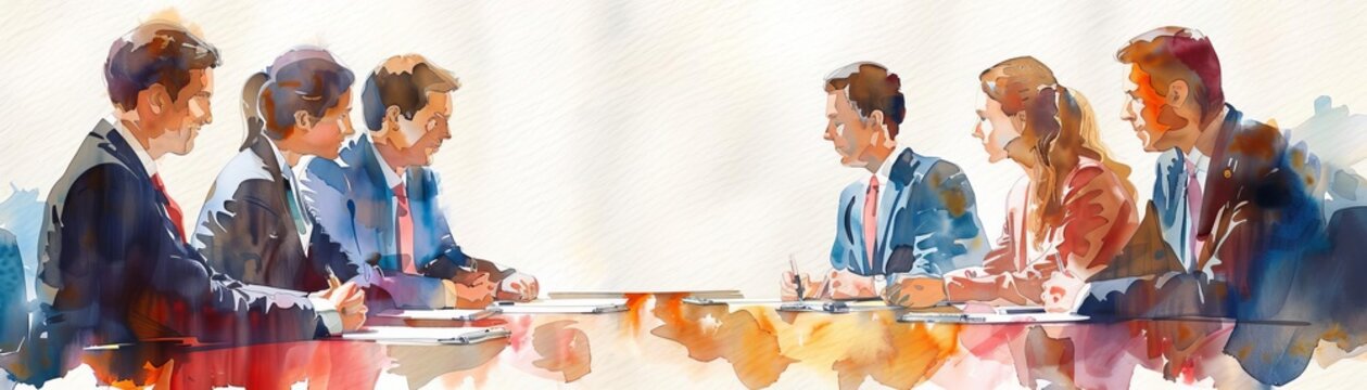 International Business Negotiation Photo of a multinational negotiation session where participants are signing a nobribery agreement before commencing talks