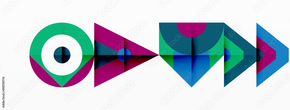 Poster a colorful logo with arrows pointing in different directions High quality