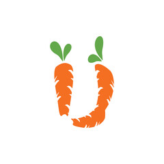 Letter U Carrot logo icon vector template