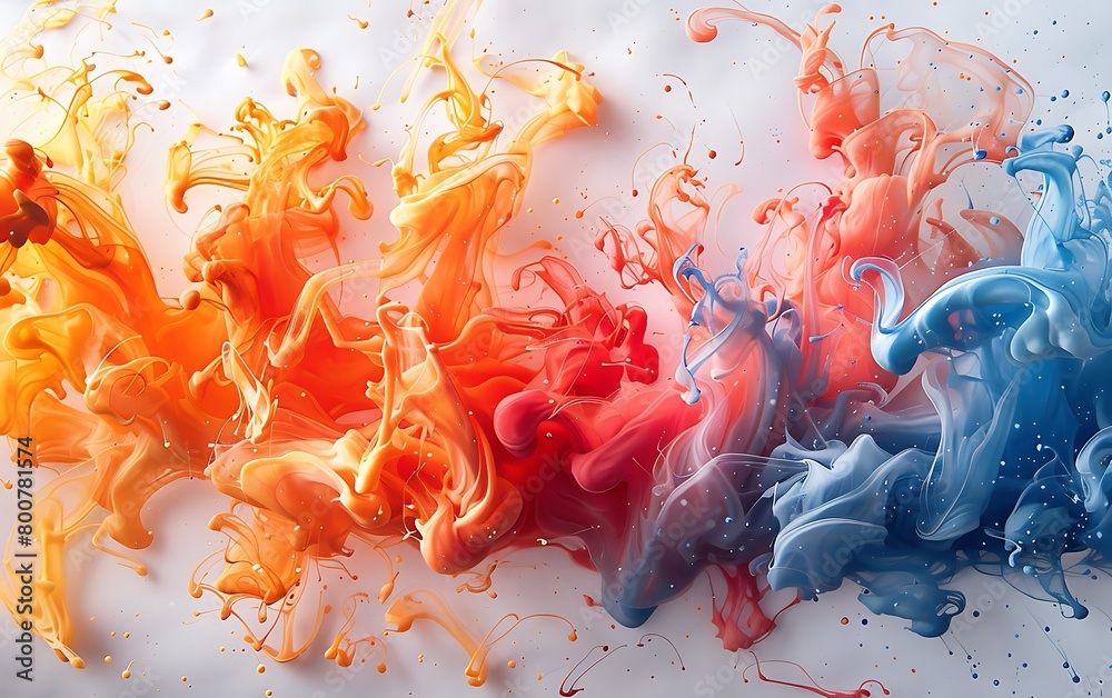 Poster fluid shapes dancing in a burst of colors