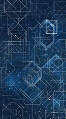 Fototapeta premium Blueprint style geometric pattern, precise linework, technical feel